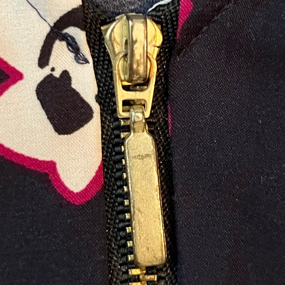 Express Women’s Navy Silky Floral Blouse with Cuffed Cap Sleeve, Deep V - Picture 8 of 8